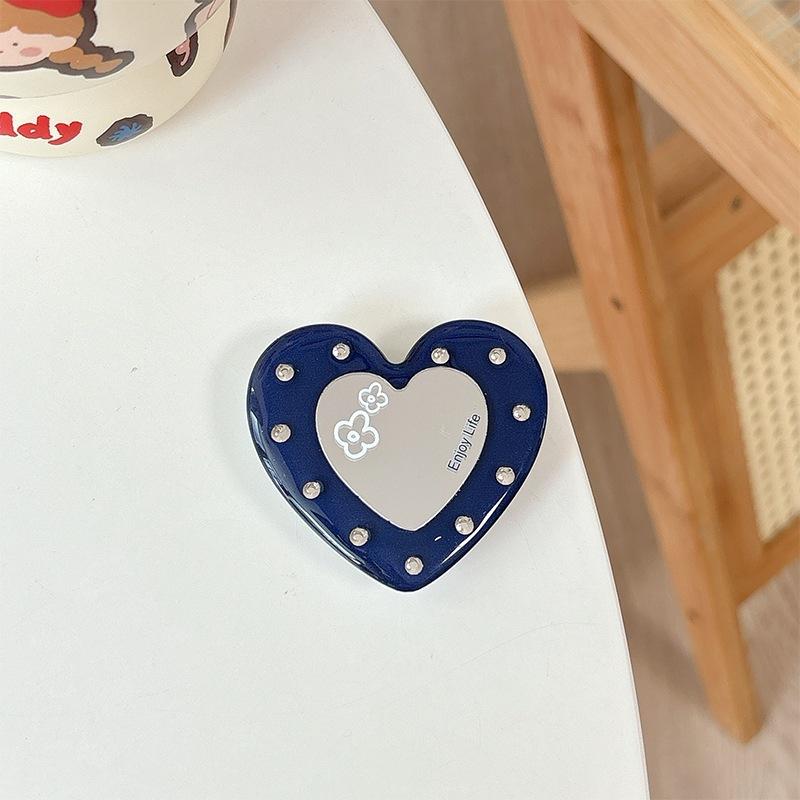 Love Small Mirror Mobile Phone Airbag Holder Adhesive Rhinestone Adhesive Telescopic Folding Desktop Lazy