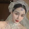 Rhinestone Waterdrop-Head Chain Headwear Crystal Forehead Headband Wedding Bridal Hair Chain Headpiece for Women Jewelry