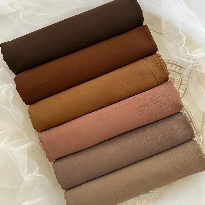 Summer Women Plain Chiffon Hijab Scarf Long Shawl Muffler High Quality Fashion Muslim Headband Neckerchief 180*70Cm