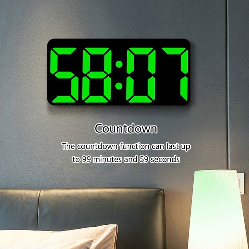 Digital Wall Clock With Large LED Display, Countdown Timer, Calendar, Thermometer, Adjustable Brightness