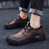 Mens Shoes Vintage Genuine Leather Sneakers Men High Quality Comfy Lace-Up Hiking Shoes Male Handmade Footwear Plus Size 38-47