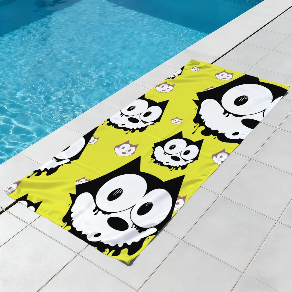 F-felix die süße C-Katze Handtuch Strand Schnelltrocknend Weich Poolhandtücher Geschenk für Reise Fitnessstudio Dusche Camping Sport