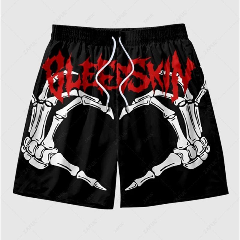 Luxury Retro Butterfly Gold Print Beach Shorts Men 3D Print Skull Hip Hop Harajuku Oversized Swim Trunks Summer Hawaii Leisure