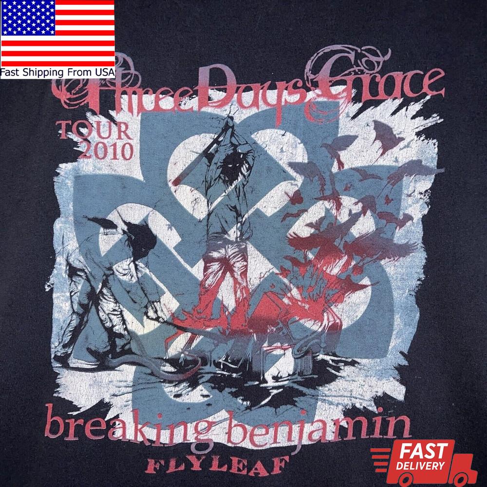 Vintage 2010 Three Days Grace Breaking Benjamin Flyleaf Tour T-Shirt BF7682 Unisex T-Shirt