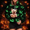 Women's Fashion Halloween Print Hoodie with Pet Pocket, Casual Pullover Sweatshirt for Fall