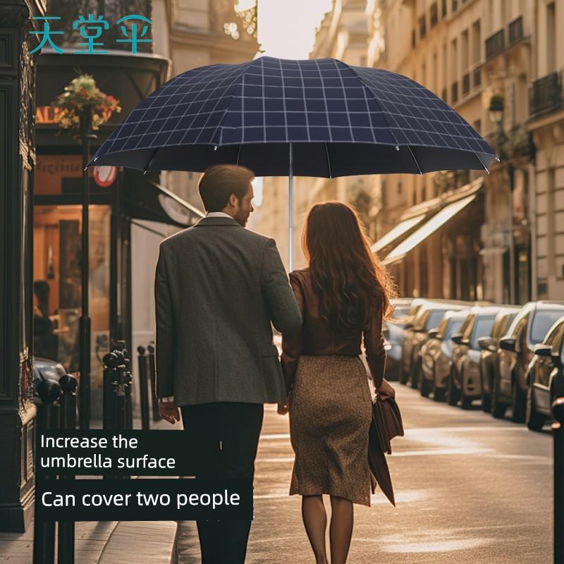 Paradise Umbrella Ten-Rib Extra Large Double Black Vinyl Checkered Sun Protection Uv Protection Dual-Use Sun and Rain Umbrella 70% off Umbrella