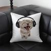 1pc Kitten With Headphones Pillow Case Square Bedroom Sofa Leisure Comfort Cushion Car Living Room Home Decoration