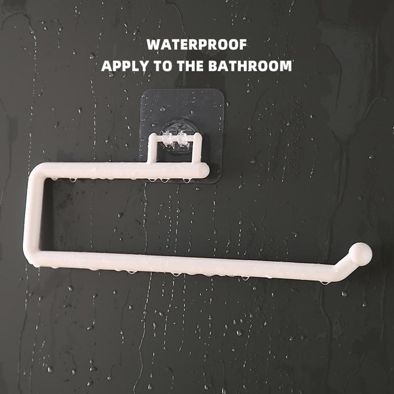 

1 шт., кухонная вешалка для полотенец из АБС-пластика, барный шкаф, клейкая пленка, тряпка, подвесной держатель, органайзер для ванной, полка, держатель для рулона туалетной бумаги белый