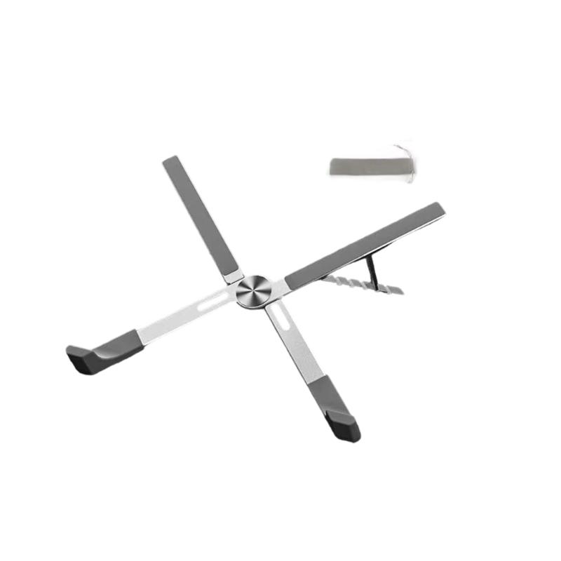 Foldable Notebook Stand Portable 5 Position Adjustable Height X Frame Aluminum Computer Stand Universal Device Compatibility серебряный