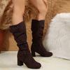 Fashion Knee-high Zipper Women's Modern Boots Women's Shoes High Quality New Pointed Toe Solid English Style Fashion Casual Plus Size 42