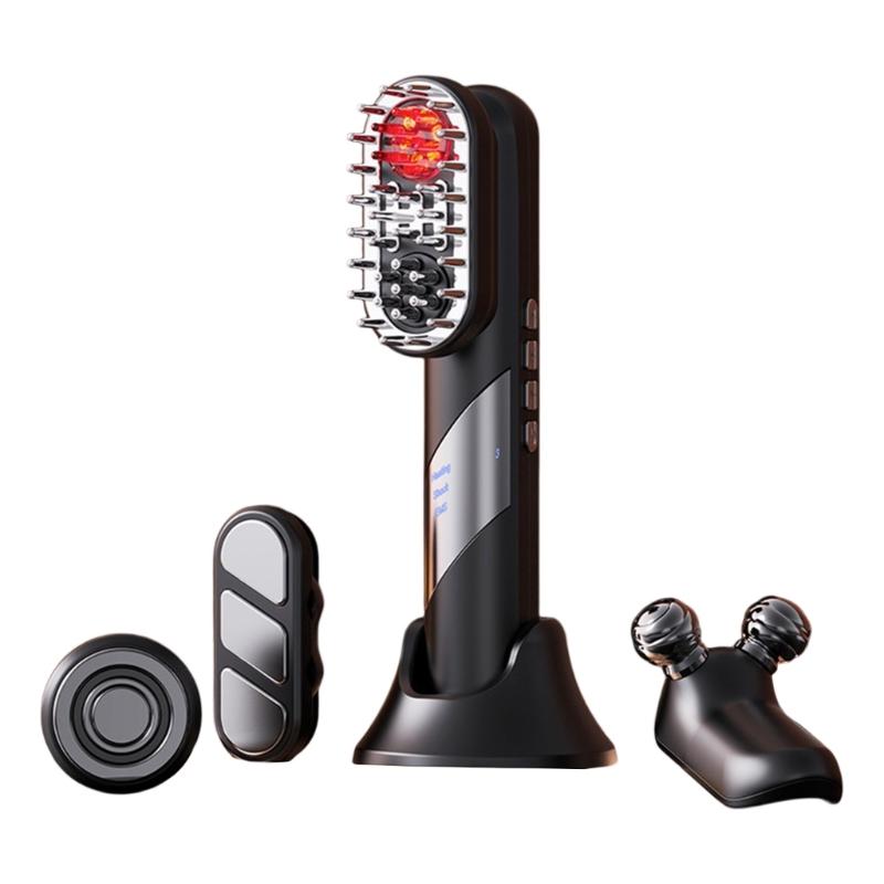 

Electric Scalp Massagers Comb With 3Vibration Mode For Stress Relief And Hair Care Ergonomic Grip Quiet for Travel Use чорний