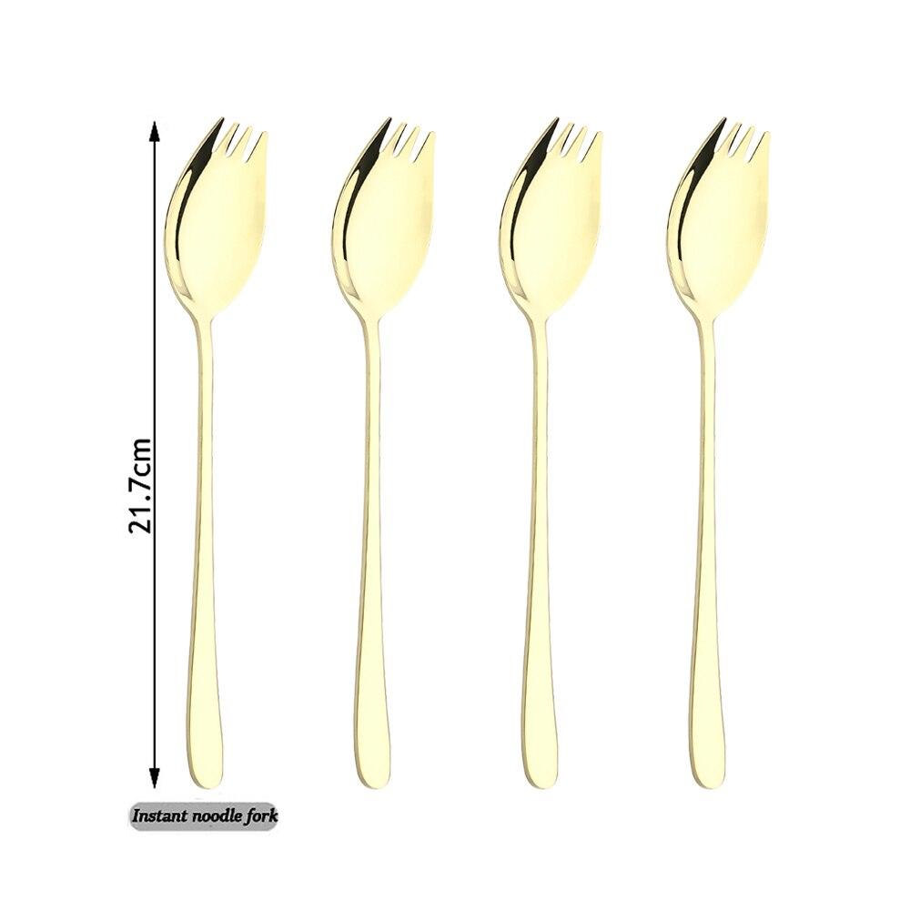 4ks vidlička lžíce 304 nerezová ocel západní jídlo nádobí vidlička lžíce instantní nudle lžíce vidlička nudle salát Sporks