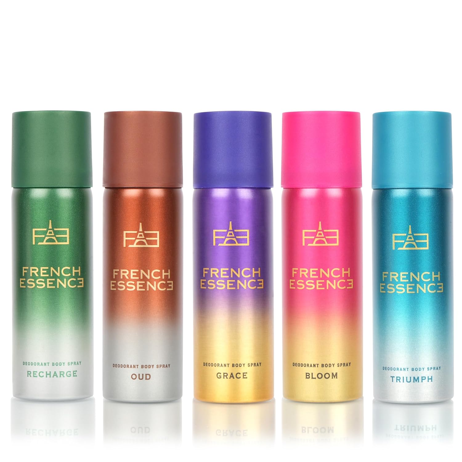 

French Essence Deodorant Body Spray Combo For Men & Women Pack Of 5 X 50ml - 1.7 Fl.oz. Each M чистий