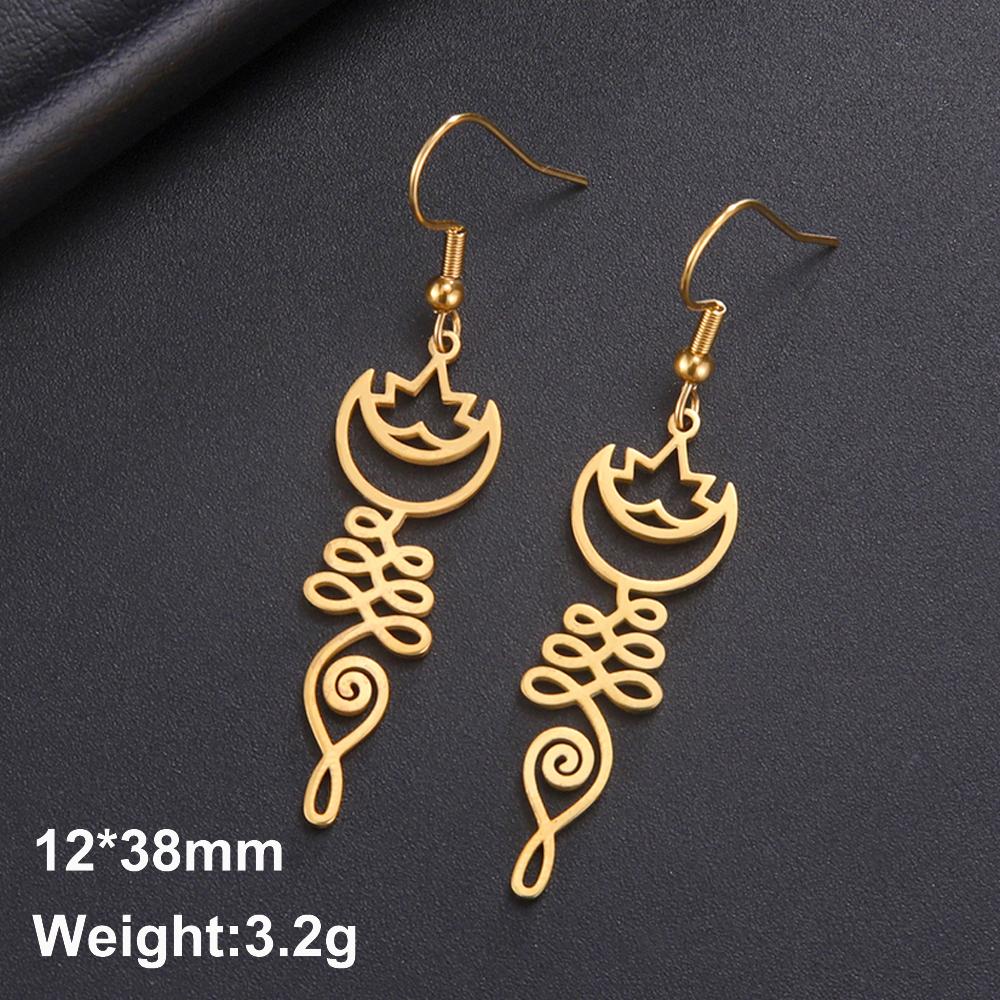 Dawapara Lotus Unalome Earrings Spiritual Shiva Yoga Symbol OM Aum Butterfly Pendant Stainless Steel Jewelry
