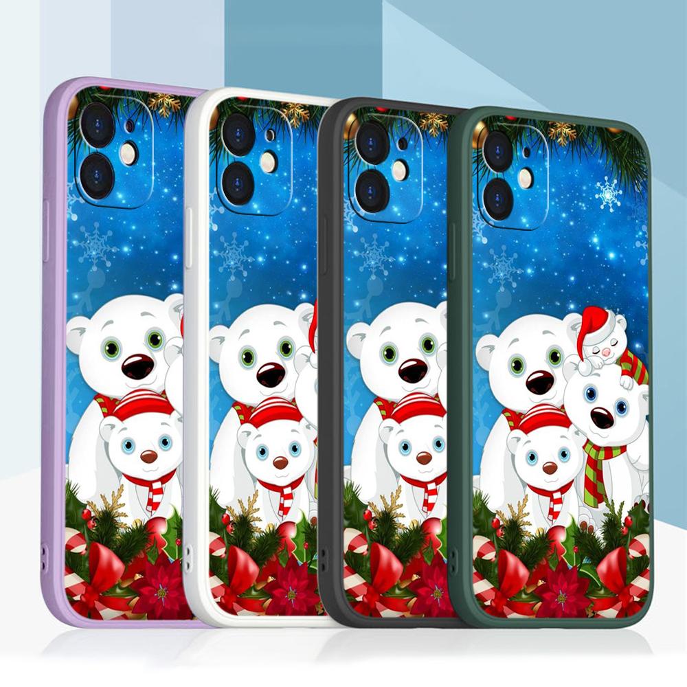 

Samsung Galaxy A24 A54 A23 A14 для iPhone 11 12 13 14 15 Pro Max Xiaomi Redmi 13C Huawei Straight Edge Мягкий чехол для телефона A6 С Рождеством Медведь Олень