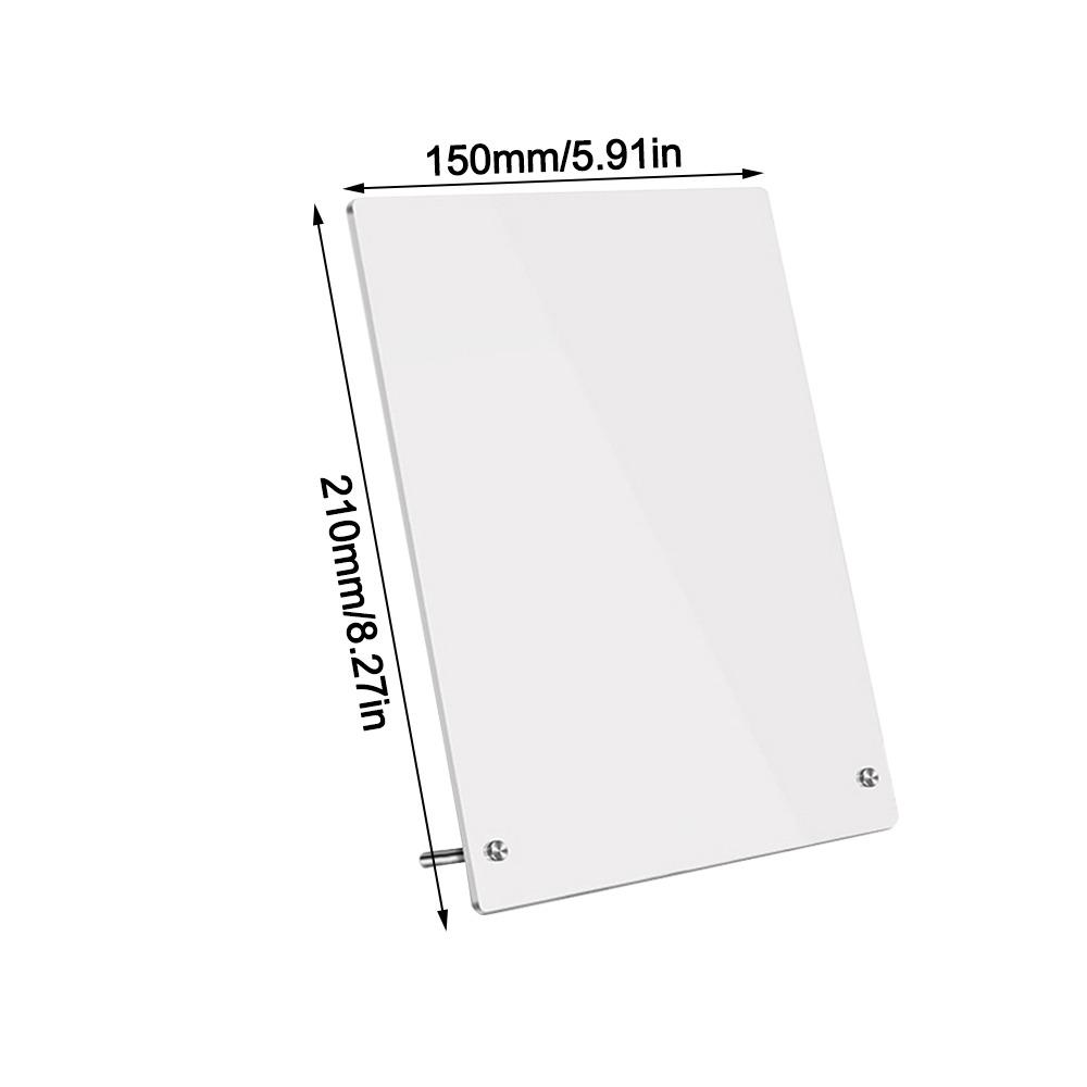 Portable Acrylic Desktop Message Board Vertical with Metal Bracket Drawing Board DIY Desktop Stand Office Home Desktop Ornament