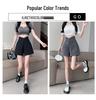 2024 Women's Grey High-Waist A-line Summer Shorts - Slimming, Casual, Versatile Wide-Leg Design