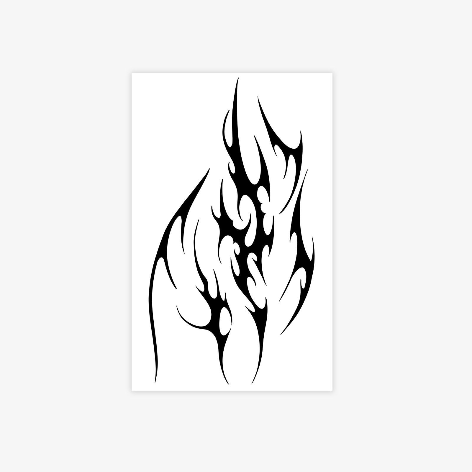 Dark Tribe Flame Tattoo Sticker, Spice Girl Wind Waterproof Lasting Personality Thigh Arm Large Pattern Sticker 12*19