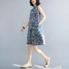 Retro Modified Disc Button Cheongsam Skirt Loose Slimming Sleeveless Printed Dress