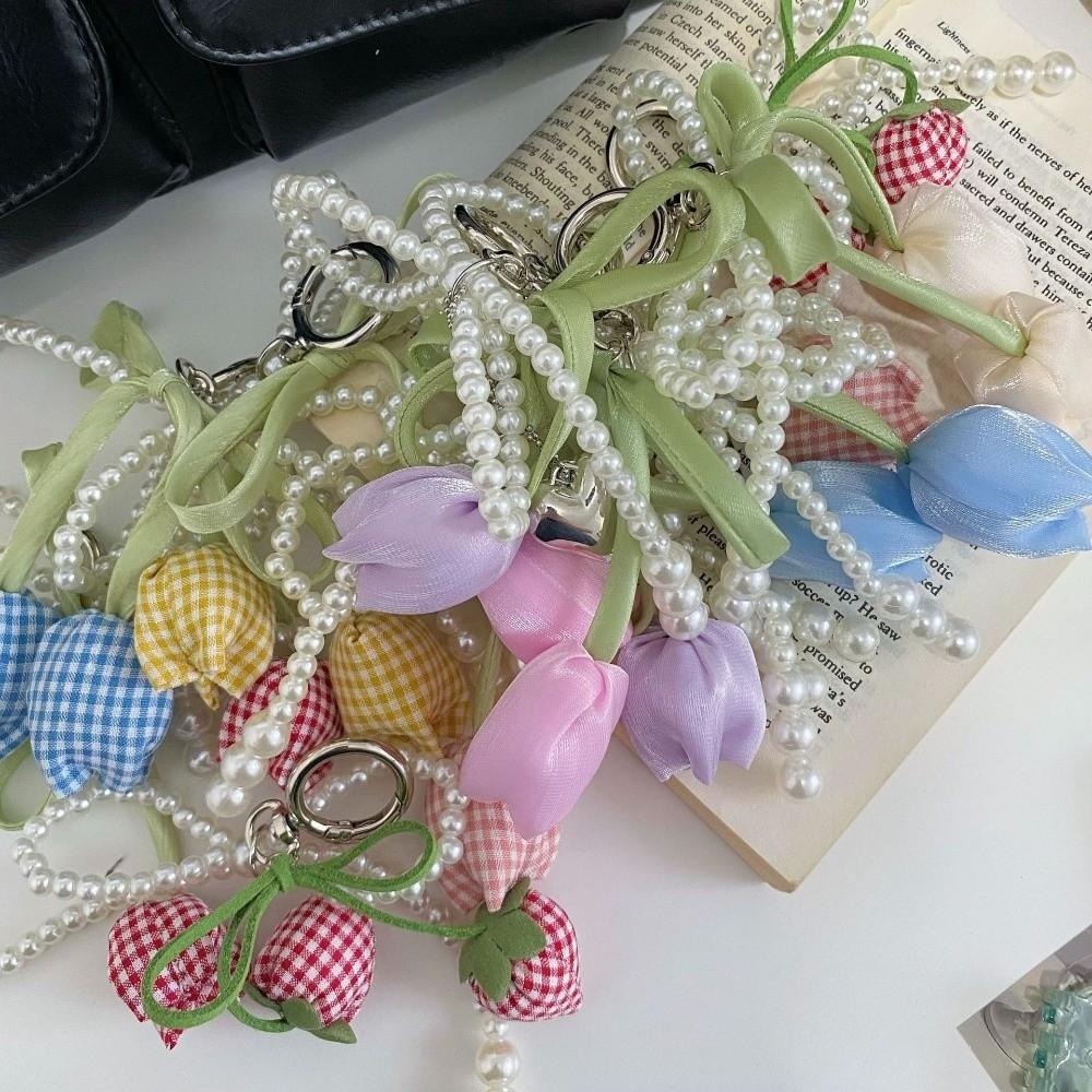 Ribbon Pearl Lace Bow Bag Accessories DIY Bag Charm Pendant Fashion Key Chains  Mobile Phone Chain
