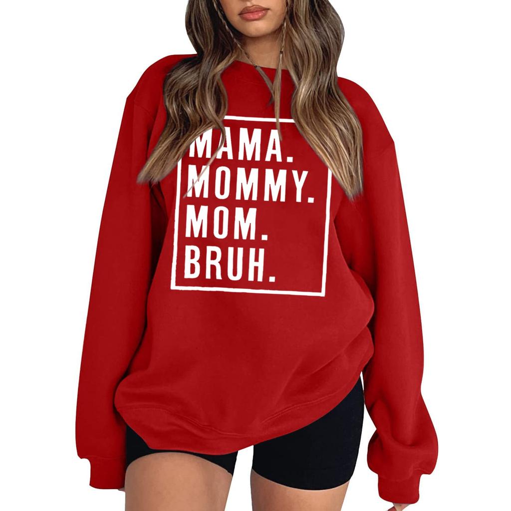 Ladies Fashion Casual Print Loose  Round Neck Long Sleeve Top Sweatshirt