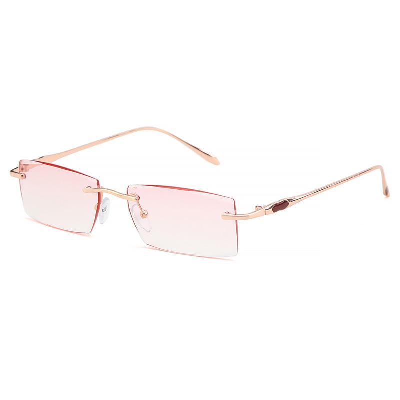 

New Frameless Reading Glasses Women & Gradient Gray Anti-blue Light High Definition Middle-aged And Elderly Glasses 1.5 розовый
