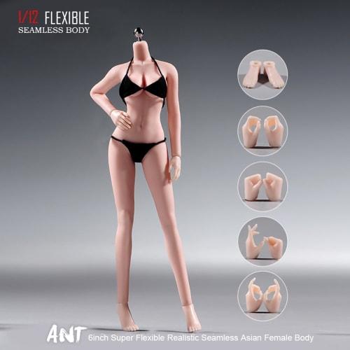 1/12 Scale Female Body, 6-Inch Super Flexible 22-Joint Seamless Female Body Micro Beauty 3D Action Doll with Detachable Legs, Suitable for Hobby Colle