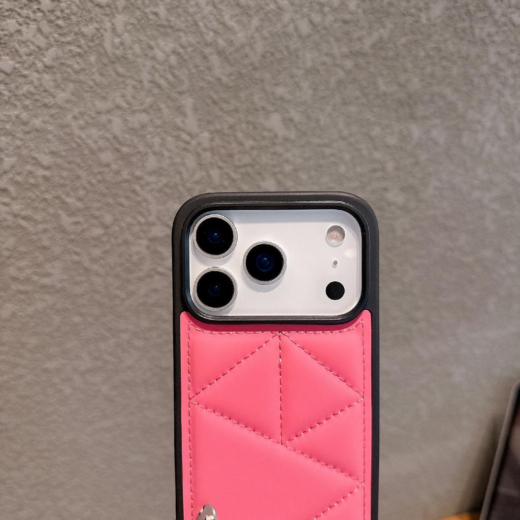 Für iPhone 17 Pro Hülle Dreieck Stepp Daunenjacke Design PU Leder TPU Handyhülle