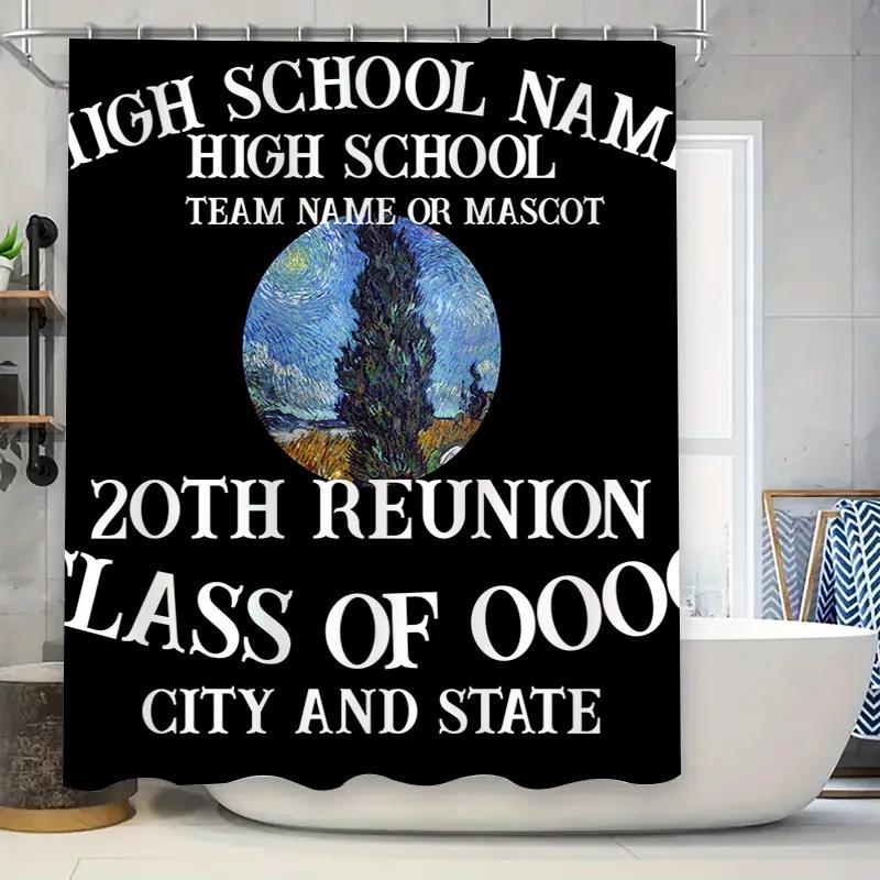 

High School Name 20Th Reunion Shower Curtain For Bath Decor Customize City State Text, Van Gogh Style Round Tree Pa W60H190(CM)-1 Pcs