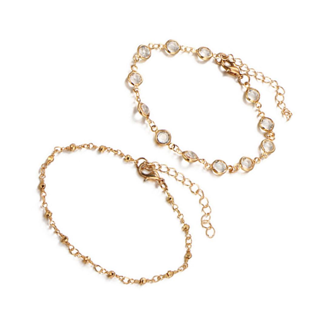 Fashionable And Elegant Foot Jewelry For Women 3Pcs Gold Anklets Gold Ankle Bracelets Adjustable