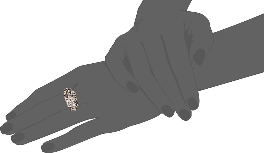 Rokuzan Pearl and Marcasite Flower Motif Japanese Size 15 Ring, 204R0584#15,