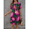 Damen Sommer Blumenprint Kurzarm Rundhals Kleid 2025 Mode Neuer Stil Design Sinn Elegantes Damen Minikleid