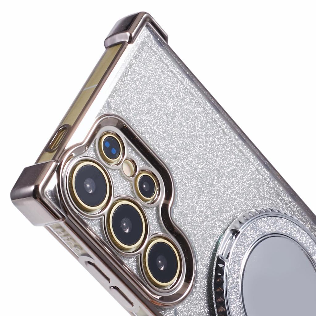 Etui na Samsunga Galaxy S24 Ultra Brokatowe Etui TPU na Telefon ze Stojakiem Lusterko