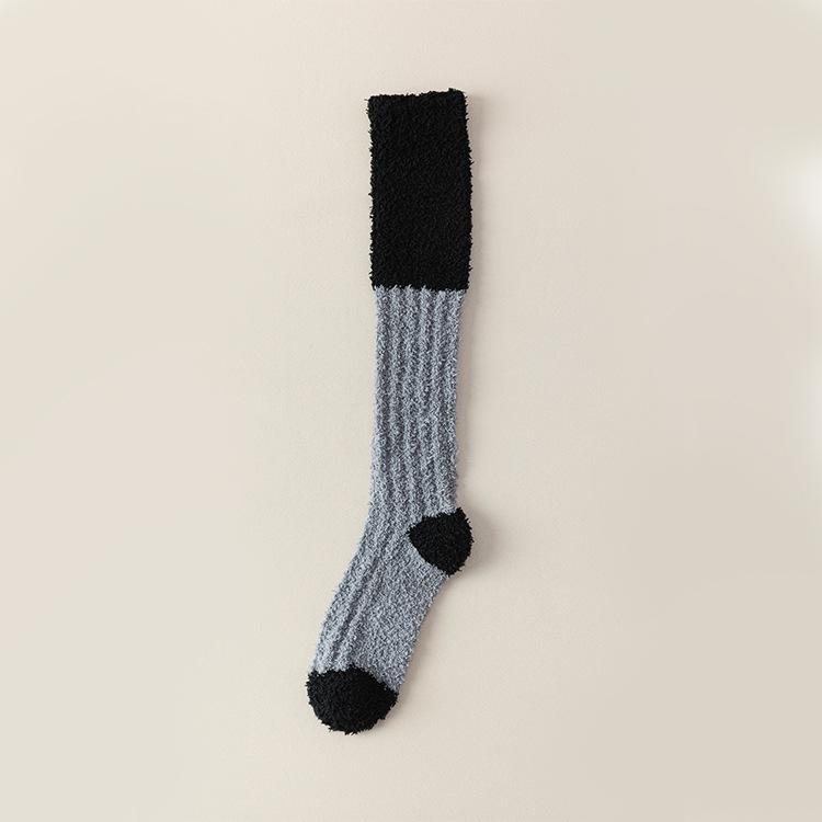 Autumn and Winter Coral Fleece Socks, Women's Warm Thigh-high Socks, Thickened Calf Fleece Sleep Socks, Fleece Home Socks