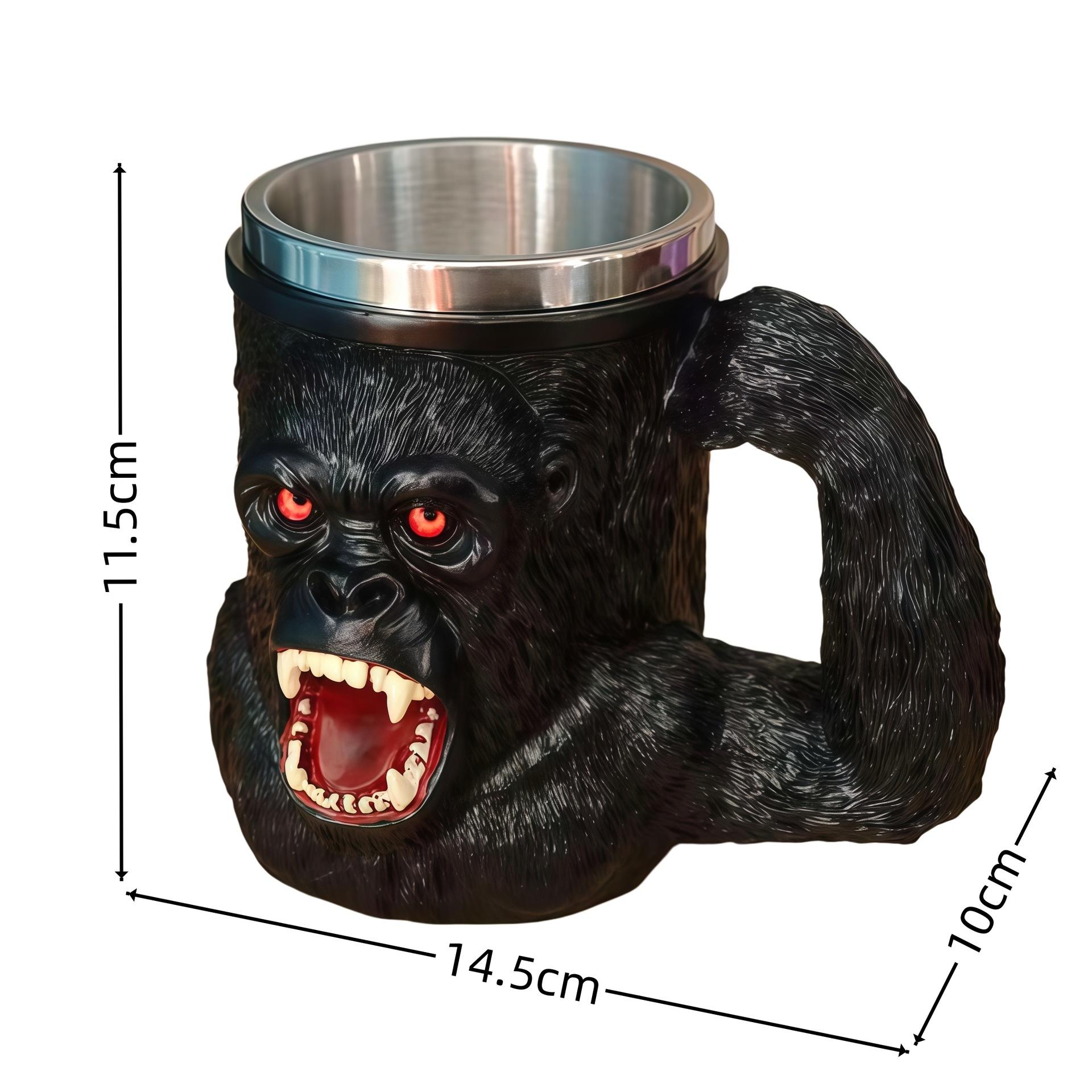 

King Kong Coffee Mug, Red-Eyed Gorilla Beer Mug, Creative 3D Animal Cup for Home Office