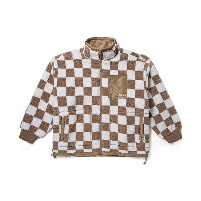 Retro Sport Schachbrett Reißverschluss Fleecejacke Damenjacken Braun VN000H0RCY5