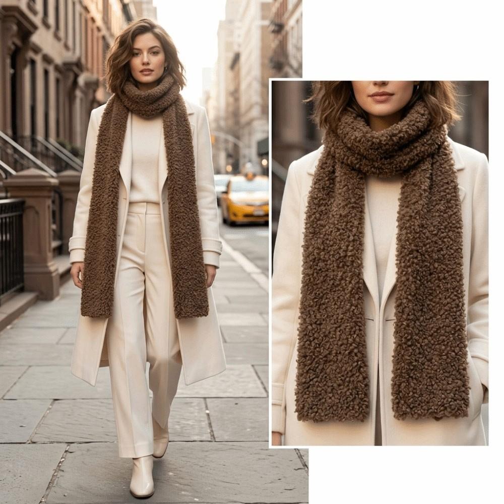Thickened Plush Scarf Faux Sherpa Neck Scarf New Neckerchief Wrap Women Girl