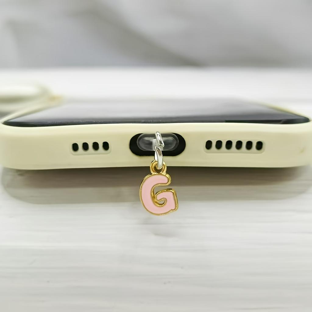 1 Stück Legierung Rosa Buchstabenanhänger Handy Staubschutzstecker Wasserdicht Staubdicht Staubfest