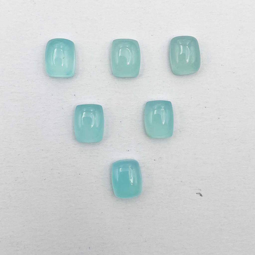 Natural Aqua Chalcedony Rectangle Cushion Cabochon Loose Gemstone Lot 17 Pcs 7*9 MM 43 CT For Jewelry Making