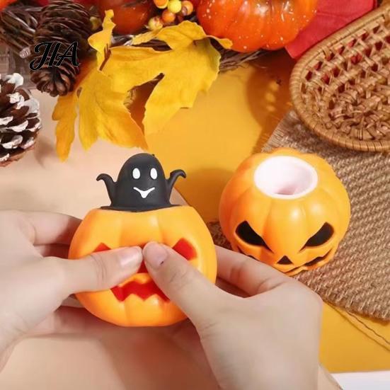 Pumpkin Head Sensory Toy 12Pcs Pop-up Ghost Squeeze Toy, Stress Relief Set Creepy Pinch Fidget for Party Favors Halloween