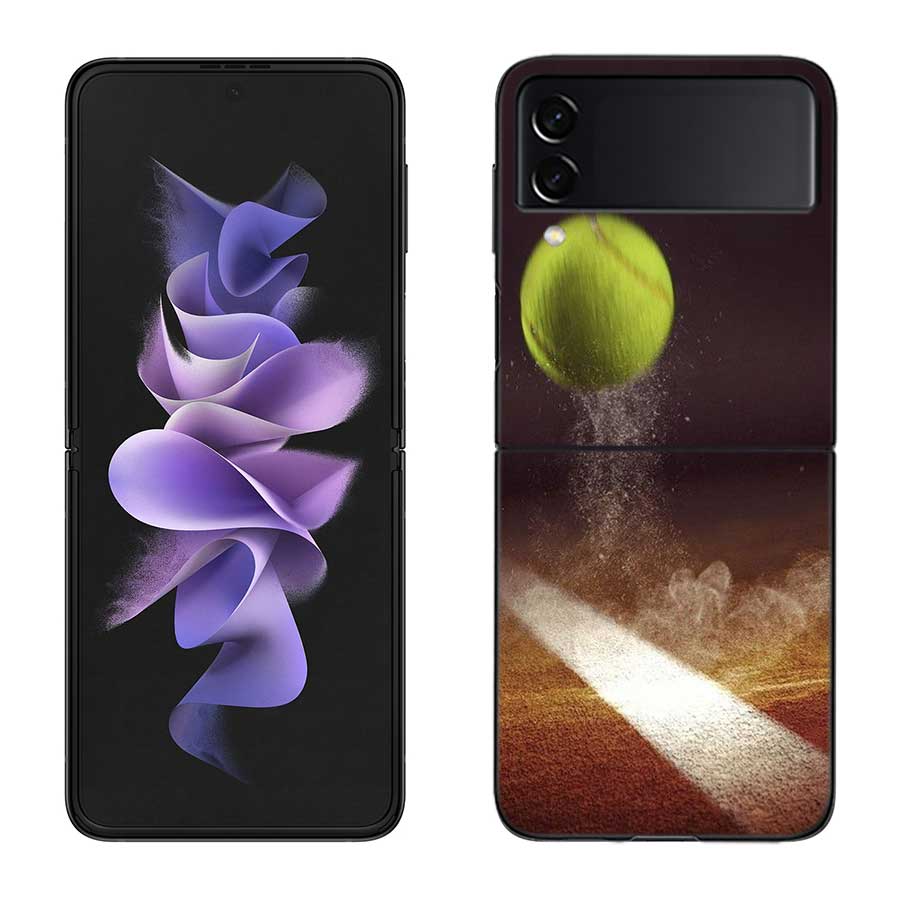 Tennis Racket Tennis Ball Phone Case For Samsung Z Flip 7 6 5G Galaxy Z Flip 5 4 3 Black Hard Cell Cover Luxury PC Shell Coque