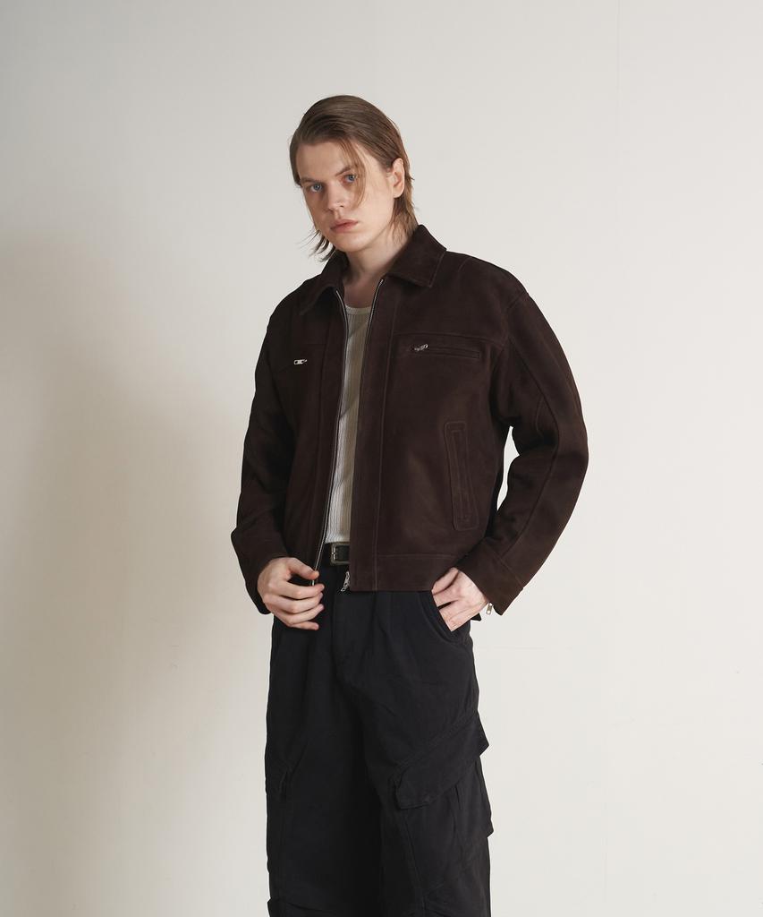 Sperone [Real Leather] Premium Goat Lamb Suede Layer Jacket (Dark Brown)