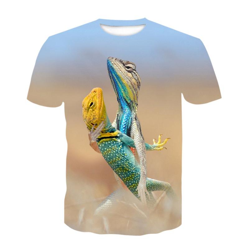 2022 New Snake Pattern Men's T-shirts Men's Animal 3D Short Sleeve Summer Casual Tops Fashion O-Neck Shirts Street Clothing