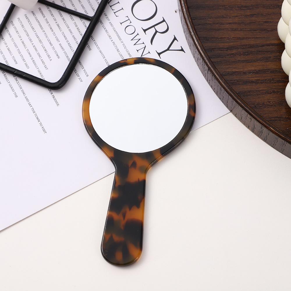 

Acetate Handle Small Mirror Round Portable Compact Makeup Mirror Daily Touch Up Handheld Mirror Cross Border Handle Mirror чорний