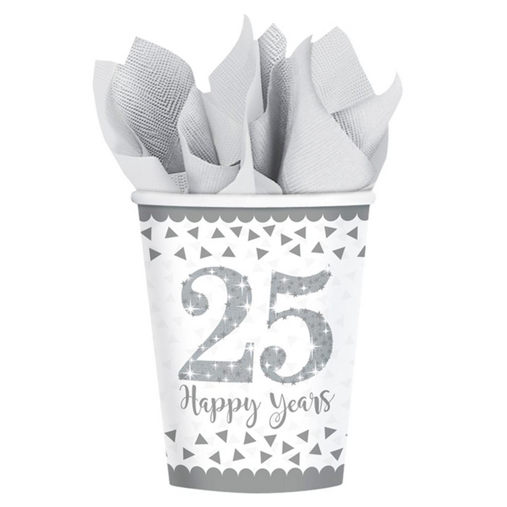 Amscan Silver Anniversary Cups (Pack Of 8)