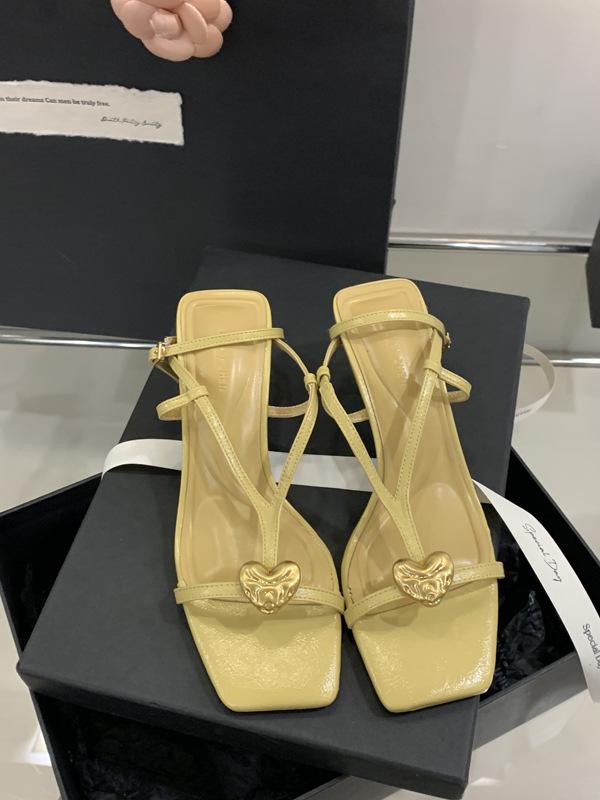 Women'S Shoes Metal Buckle Ankle Strap Square Toe Thin Heel Open Toe Summerthinbeltsocialite Sandalsskirt-Matching Shoes