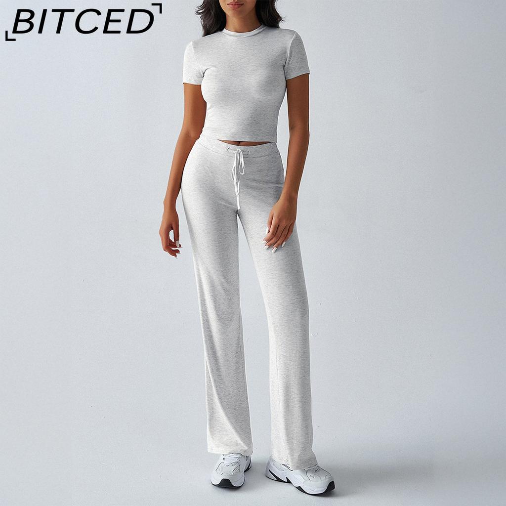 BITCED Women's Autumn/Winter Elegant Solid-Colour O-Neck Urban Casual Fashion Set