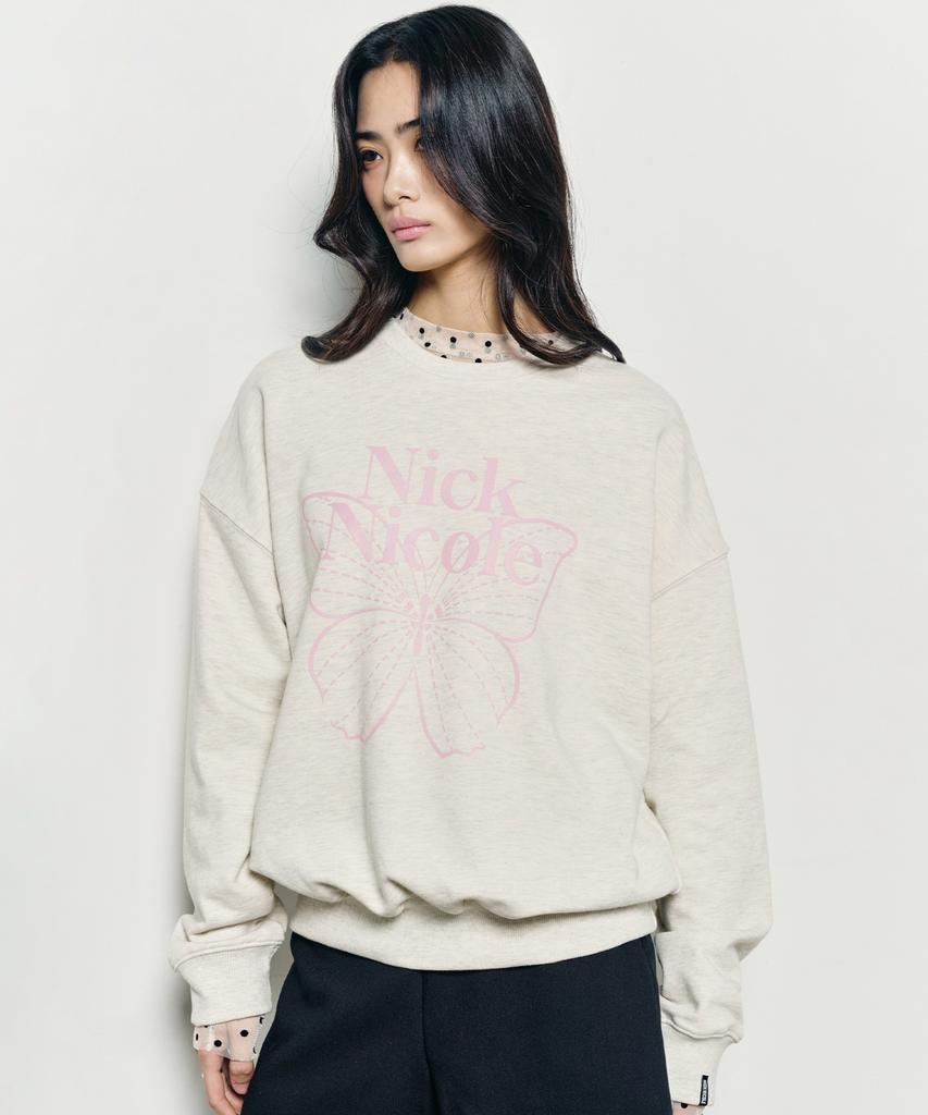 Nigaennikol Butterfly Signature Sweatshirt_Oatmeal Pink