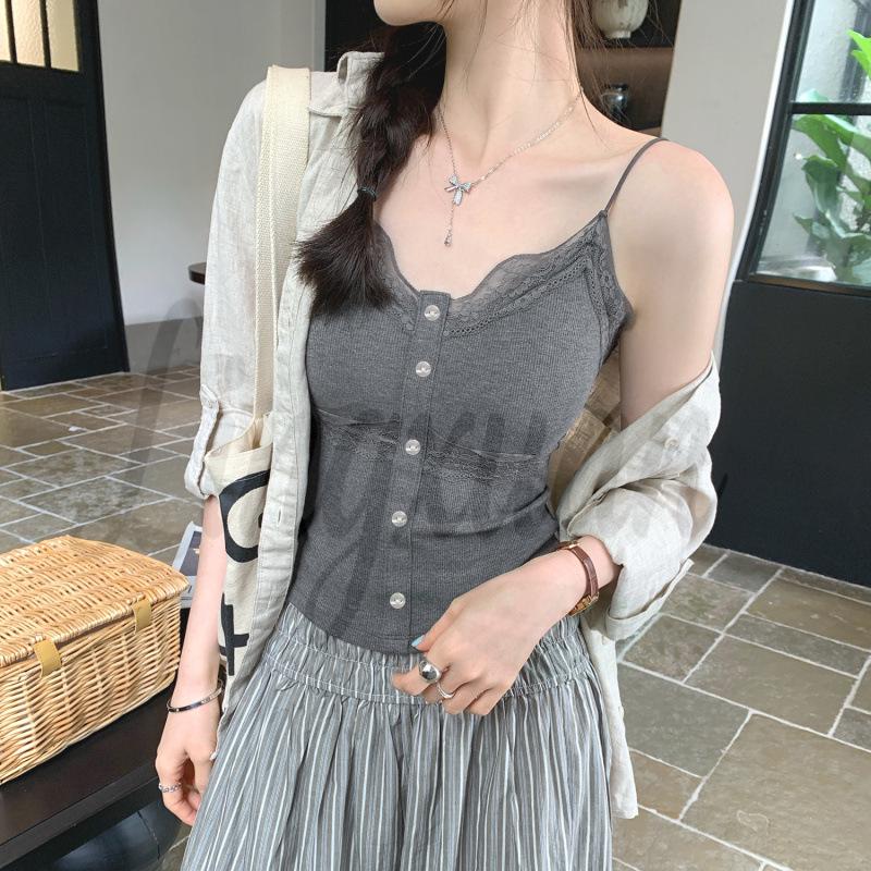 French Lace Splicing Sleeveless Camisole - Women's Summer 2026 Thai Style