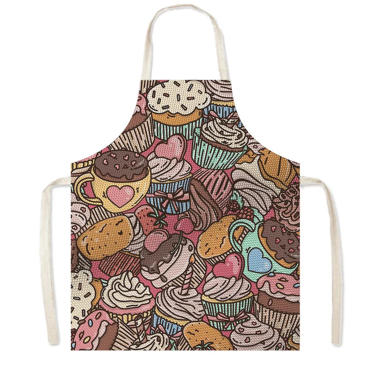 Cute Gourmet Cooking Aprons Burger Fries Pizza Pattern Household Cleaning Tool Barber Restaurant Chef Waiter Kitchen Apron 38X47cm